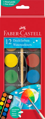 Acuarele Faber-Castell 12 culori 30 mm cu pensula - imagine 1