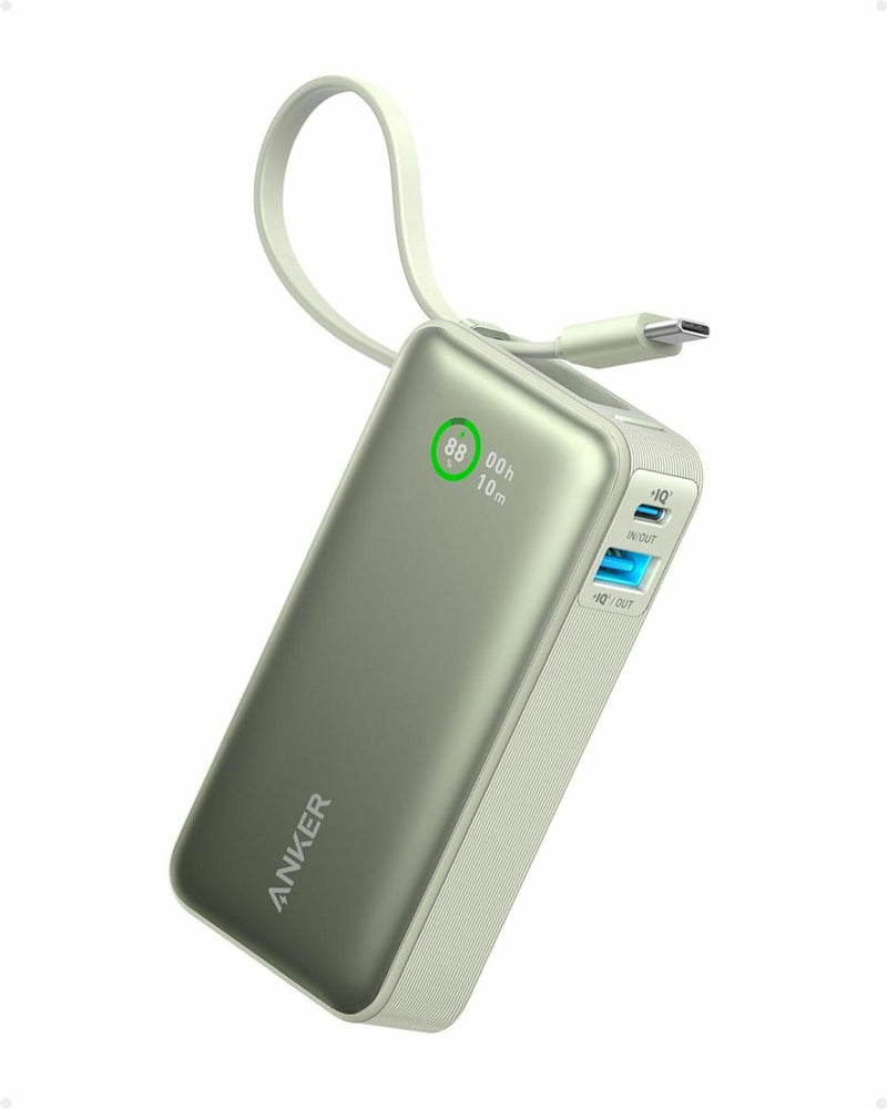 Baterie Externa Anker Nano 10000mAh 30W Cablu USB-C Incorporat verde - imagine produs