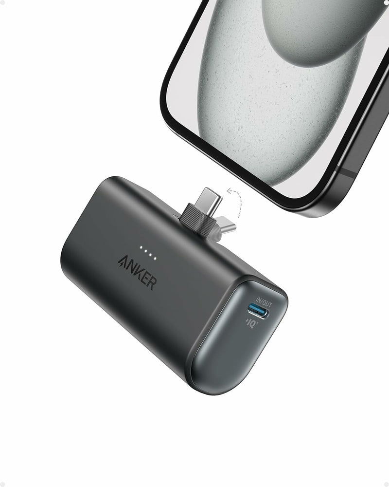 Baterie Externa Anker Nano 5000mAh 22.5W Conector USB-C Pliabil negru - imagine produs