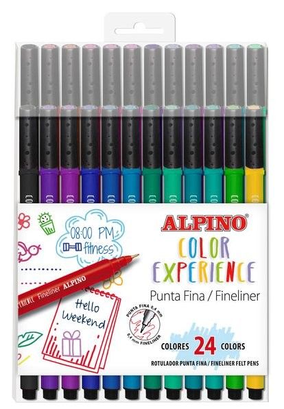 Fineliner Color Experience Vârf 0,4 mm 24 Culori/Set Alpino