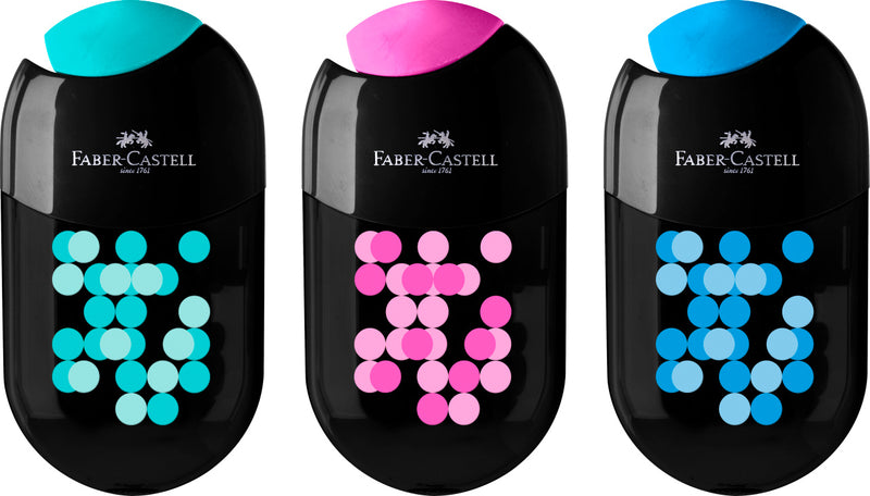 Ascutitoare cu radiera Two Tone negru culori asortate Faber-Castell