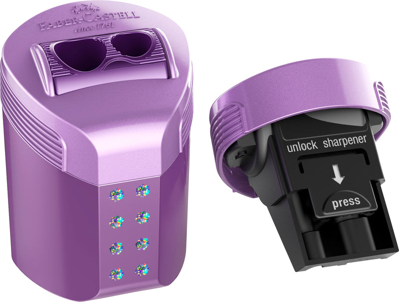 Ascuțitoare Dublă Roll On Sparkle Pastel cu Container Faber-Castell