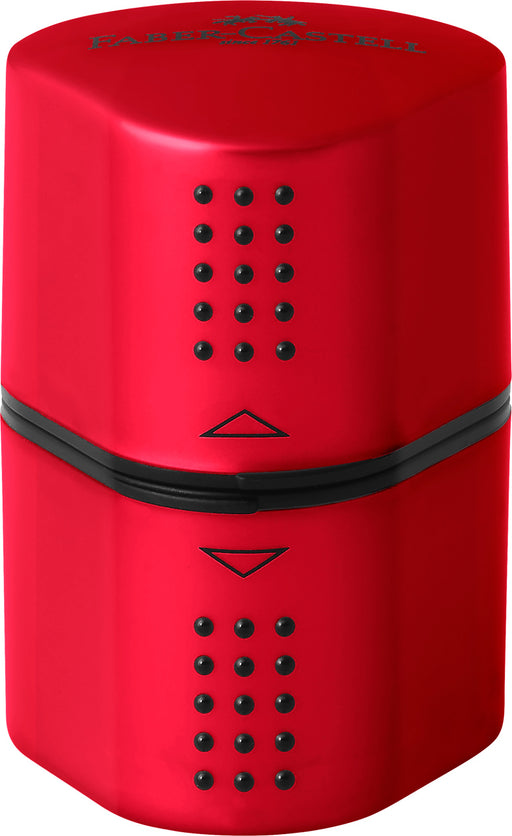 Ascuțitoare Triplă Plastic Grip 2001 cu Container Roșu/Albastru Faber-Castell