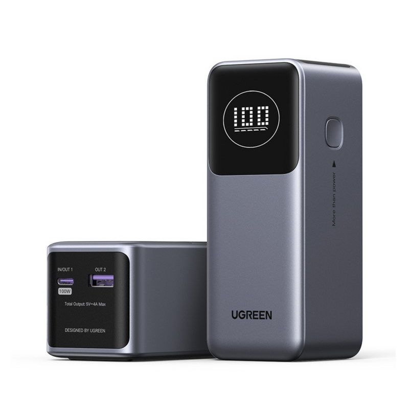 Baterie externa Ugreen PB724 12000mAh 100W gri cu display digital