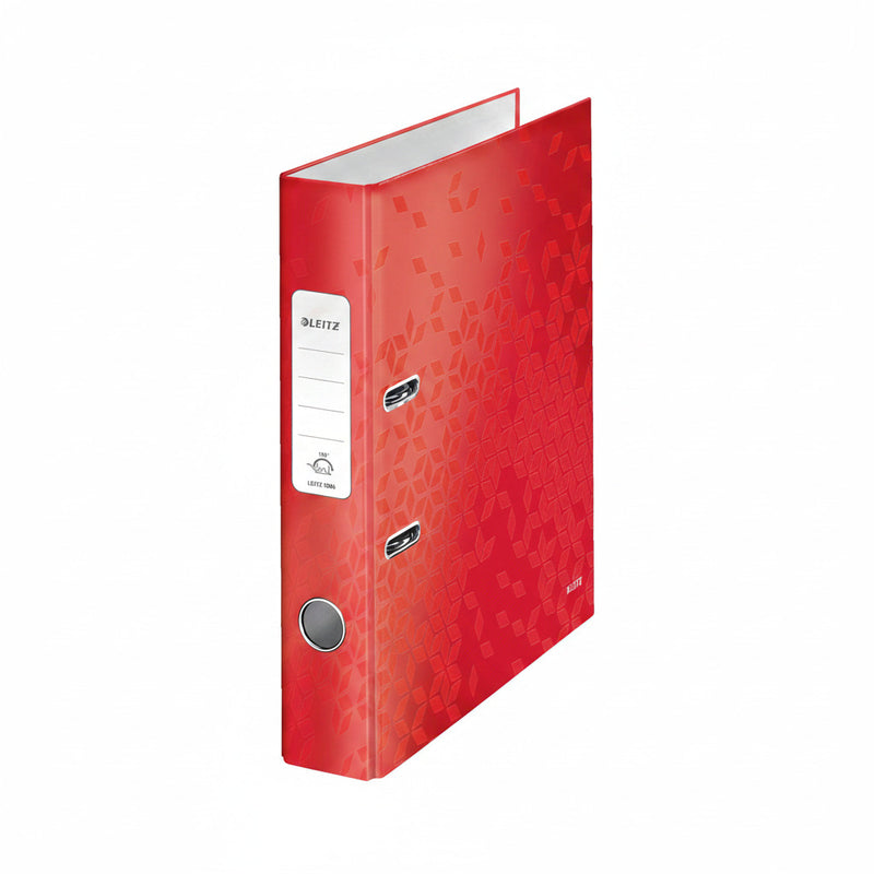 Biblioraft Plastifiat 5.2 cm 180° Roșu WOW marca Leitz pentru organizarea și arhivarea documentelor