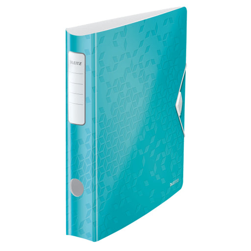 Biblioraft Plastifiat 6.5 cm 180° Turcoaz Active WOW marca Leitz pentru organizarea și arhivarea documentelor