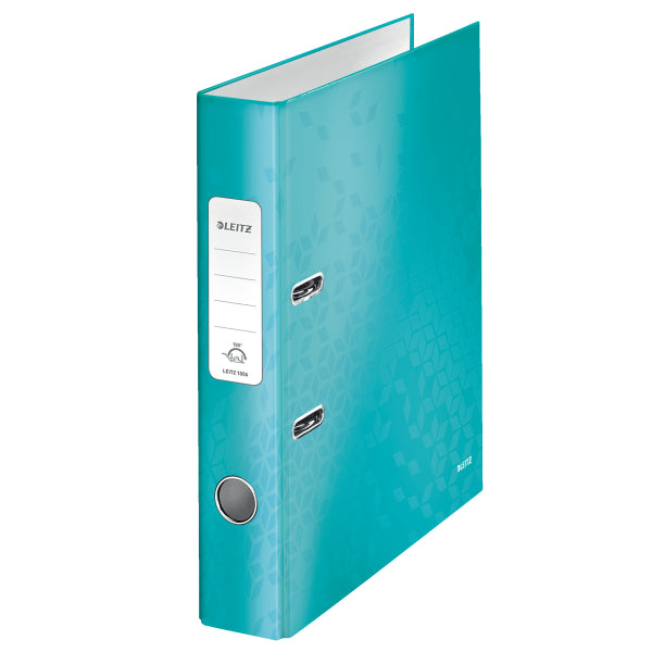Biblioraft Plastifiat 5.2 cm Turcoaz Metalizat WOW marca Leitz pentru organizarea și arhivarea documentelor