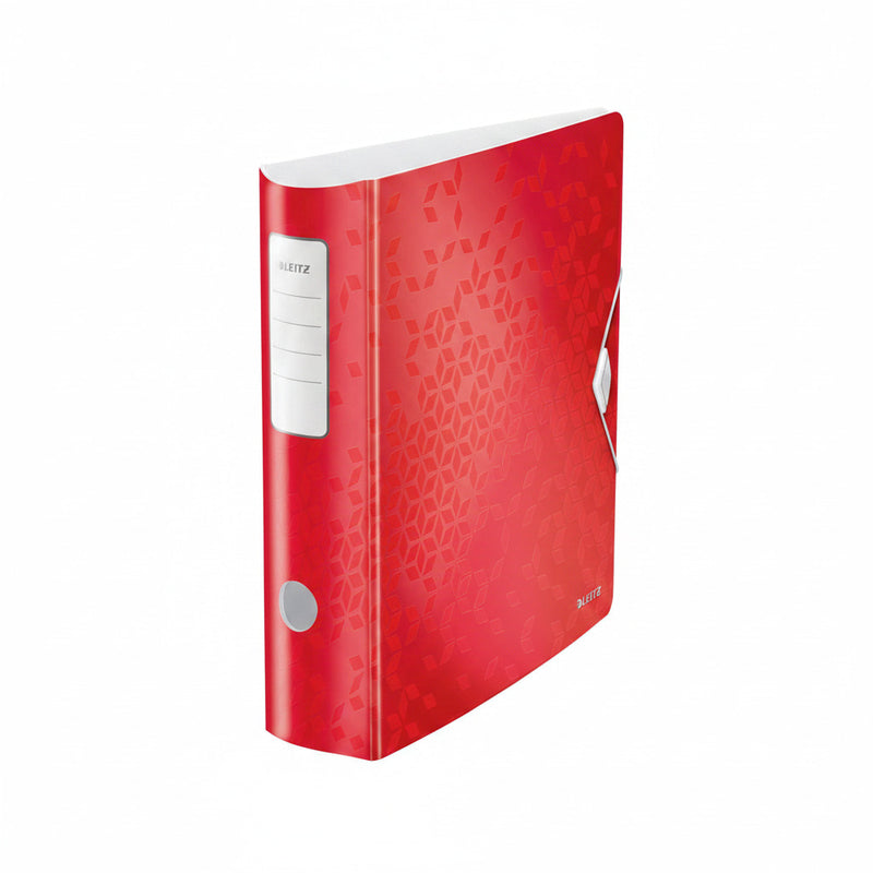 Biblioraft Plastifiat 8.2 cm 180° Roșu Active WOW marca Leitz pentru organizarea și arhivarea documentelor