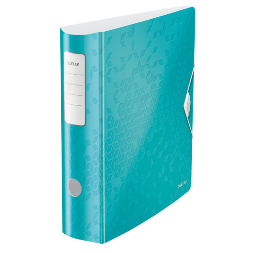 Biblioraft Plastifiat 8.2 cm 180° Turcoaz Active WOW marca Leitz pentru organizarea și arhivarea documentelor