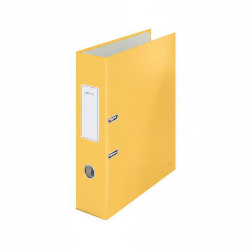 Biblioraft Plastifiat 8 cm 180° Galben Chihlimbar Cosy marca Leitz pentru organizarea și arhivarea documentelor