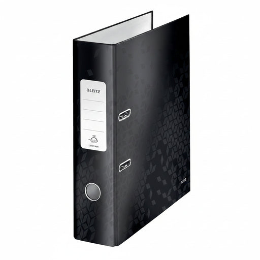 Biblioraft Plastifiat 8 cm 180° Negru WOW marca Leitz pentru organizarea și arhivarea documentelor
