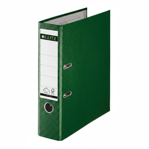 Biblioraft Plastifiat 8 cm 180° Verde marca Leitz pentru organizarea și arhivarea documentelor