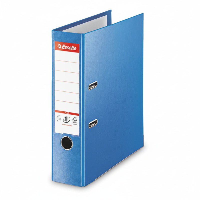 Biblioraft Plastifiat int-ext 8 cm Albastru Jumbo Plus marca Esselte pentru organizarea și arhivarea documentelor