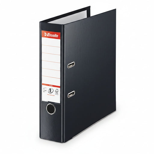Biblioraft Plastifiat int-ext 8 cm Negru Jumbo Plus marca Esselte pentru organizarea și arhivarea documentelor