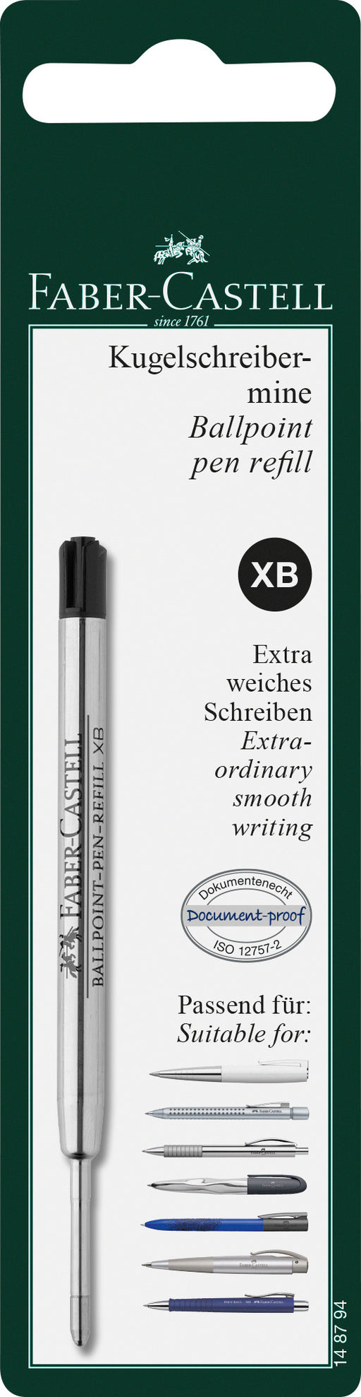 Rezervă Pix Metal Negru Vârf XB Faber-Castell