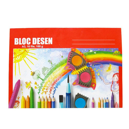Bloc de Desen A3 160 g 16 File Coperți Carton Policromie