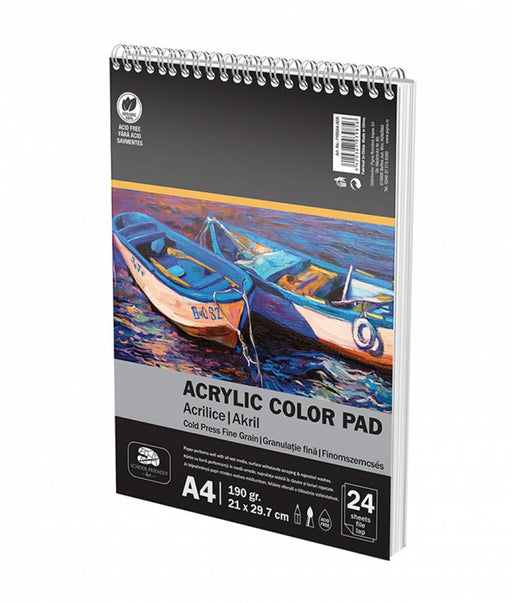 Bloc Desen cu Spiră A4 Culori Acrilice 190 g 24 File Pigna