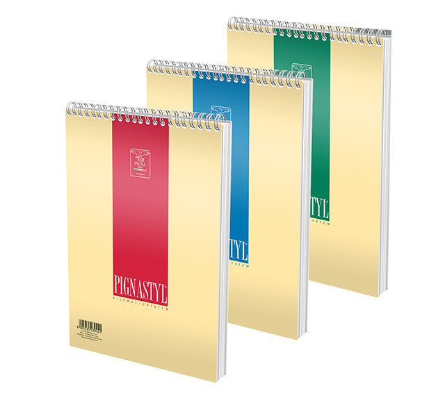 Bloc Notes Spiră Style A5 Velin 60 File Pigna, copertă gofrată de 200 g/mp și spiră metalică dublă