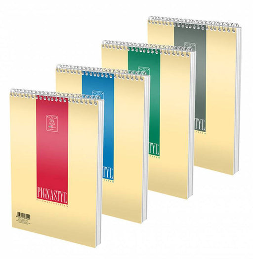 Bloc Notes Spiră Style A5 Velin 80 File Pigna, copertă gofrată de 200 g/mp și spiră metalică dublă