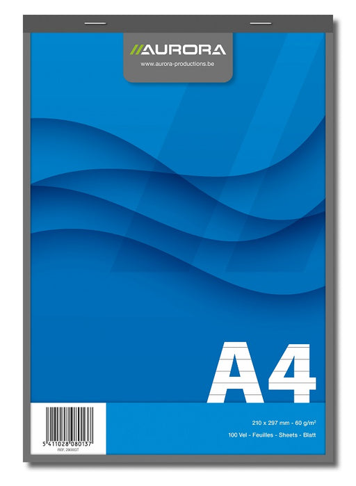 Bloc Notes Capsat Office A4 Dictando Microperforații 60g 100 File Aurora, copertă din carton color albastru și microperforații pe latura de sus