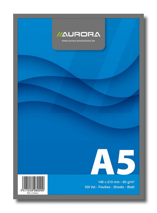 Bloc Notes Capsat Office A5 Velin Microperforații 60g 100 File Aurora, copertă din carton color albastru și microperforații pe latura de sus