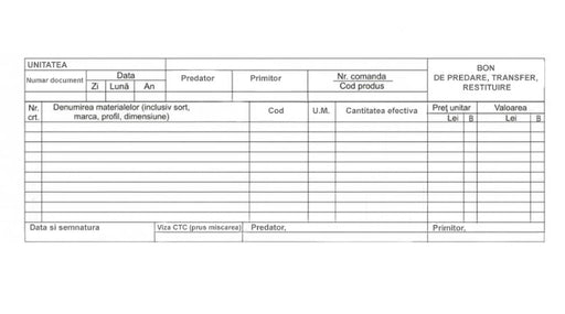 Bon de Predare Transfer Restituire 1/2 A4 100 file Calitate verificată