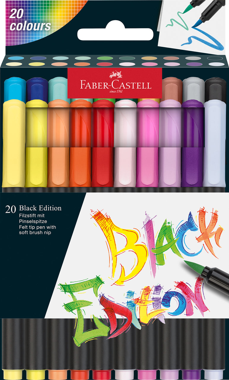 Set 20 Brush Pens Black Edition Faber-Castell
