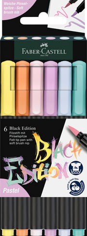 Set 6 Brush Pens Black Edition Culori Pastel Faber-Castell