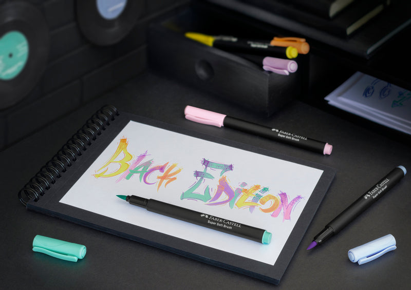 Set 6 Brush Pens Black Edition Culori Pastel Faber-Castell
