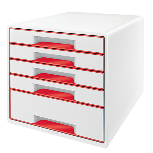 Cabinet 5 Sertare Alb/Rosu Wow Leitz - LEITZ