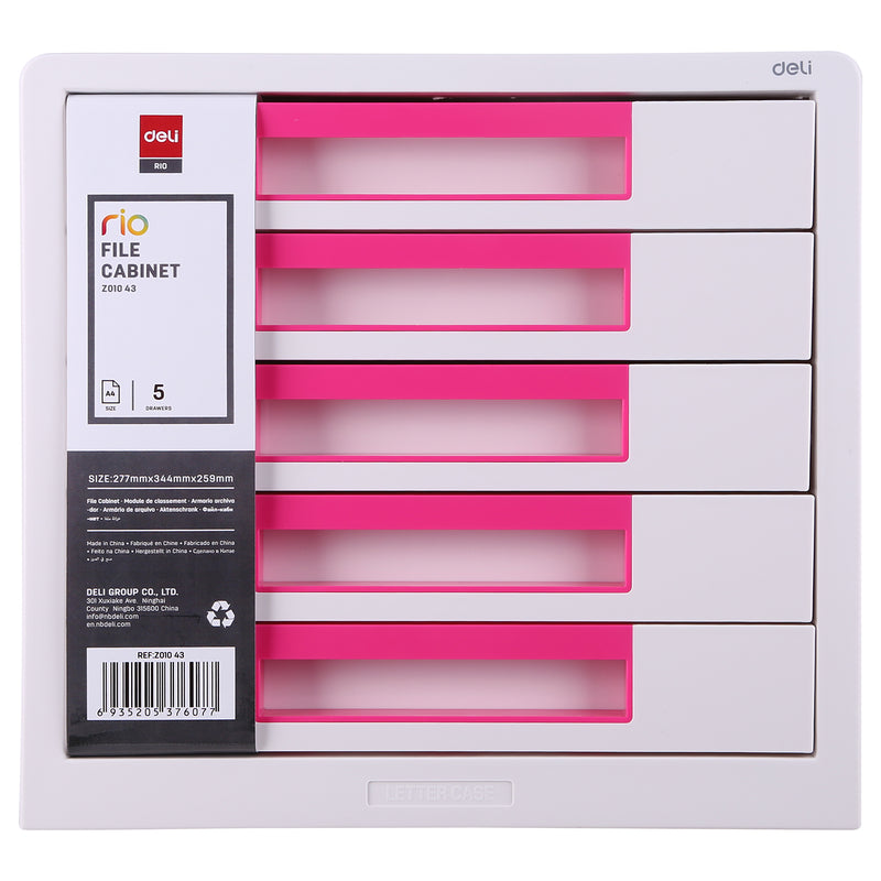 Cabinet 5 Sertare Alb/Roz Deli - DELI