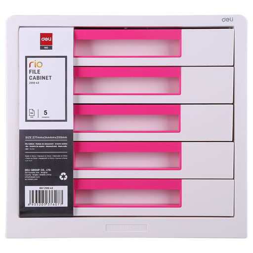 Cabinet 5 Sertare Alb/Roz Deli - DELI