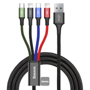 Cablu Baseus Rapid 4-in-1 USB la 2x Lightning/USB-C/Micro-USB 1.2m 3.5A Negru