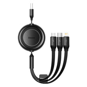 Cablu Baseus Bright Mirror 2 Retractabil 3-in-1 USB-C/Lightning/Micro-USB 1.1m Negru
