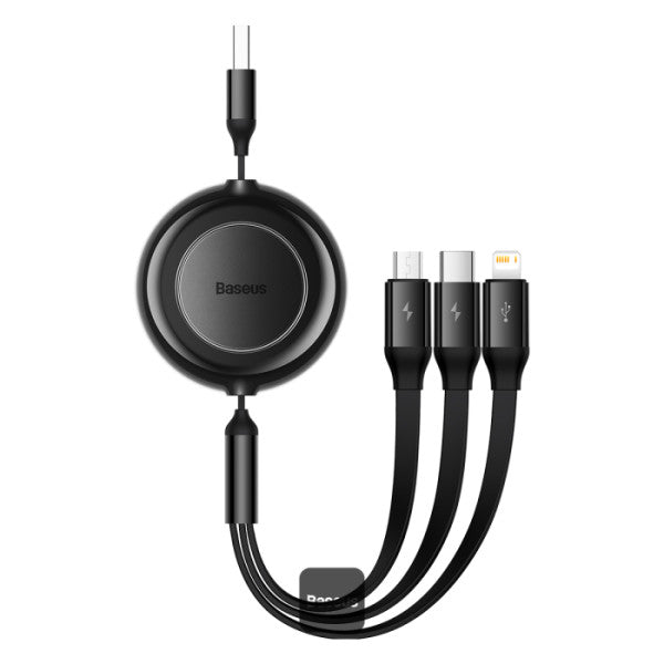 Cablu Baseus Bright Mirror 2 Retractabil 3-in-1 USB-C/Lightning/Micro-USB 1.1m Negru