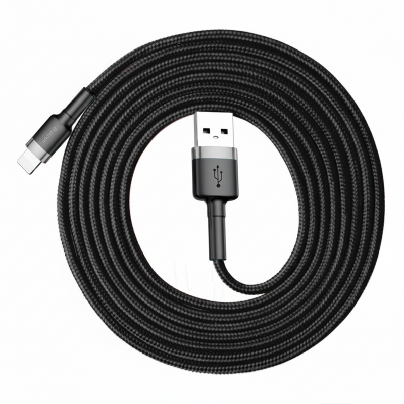 Cablu Baseus Cafule USB la Lightning 2m 18W Gri/Negru