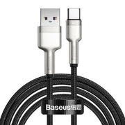 Cablu Baseus Cafule Metal USB la USB-C 2m 66W Negru