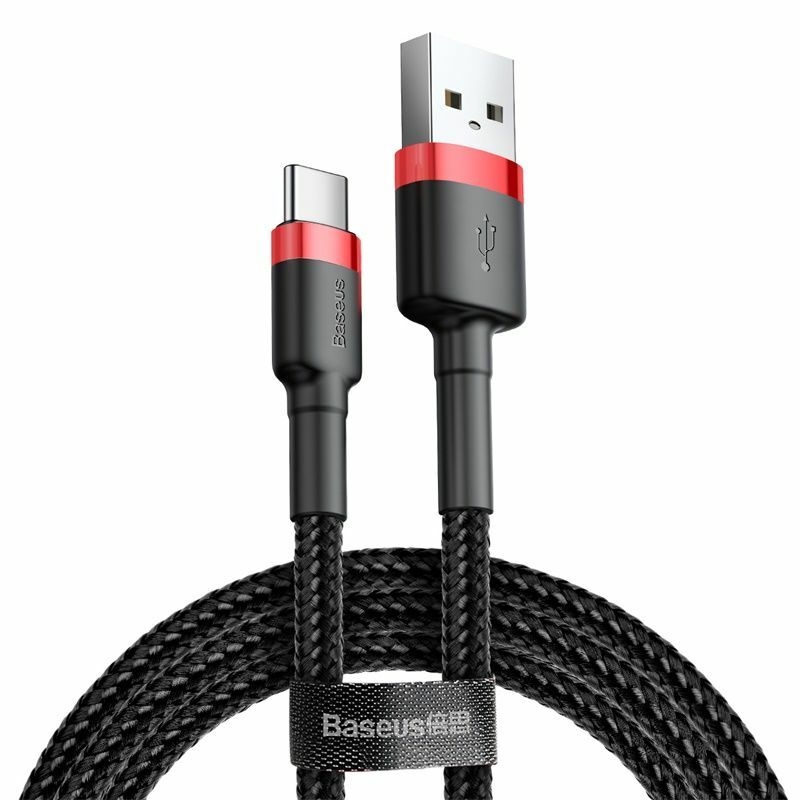Cablu Baseus Cafule USB la USB-C 3m 2A Negru/Roșu