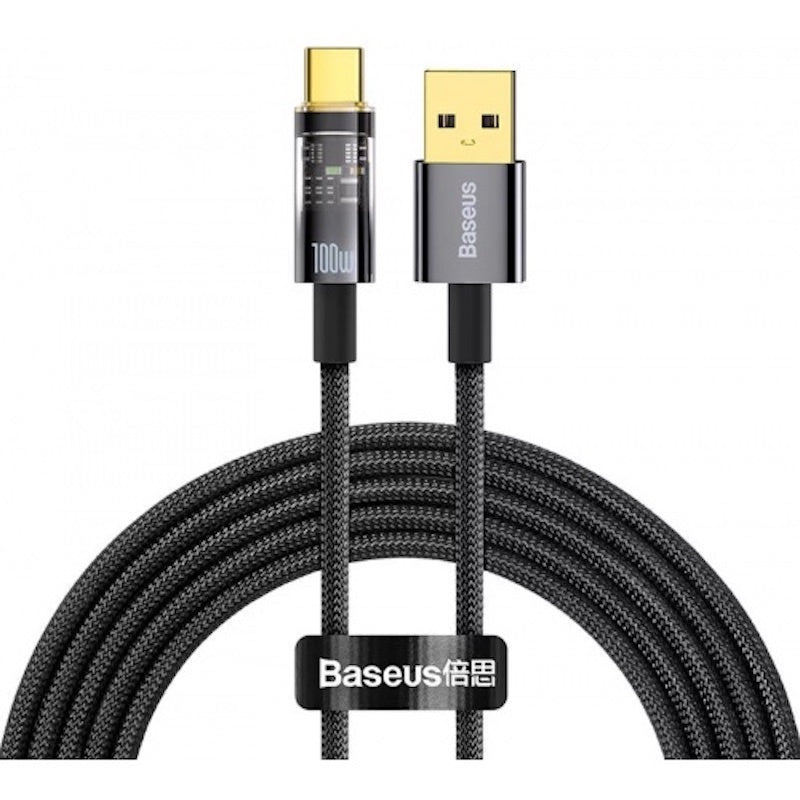 Cablu Baseus Explorer USB la USB-C 2m 100W Negru