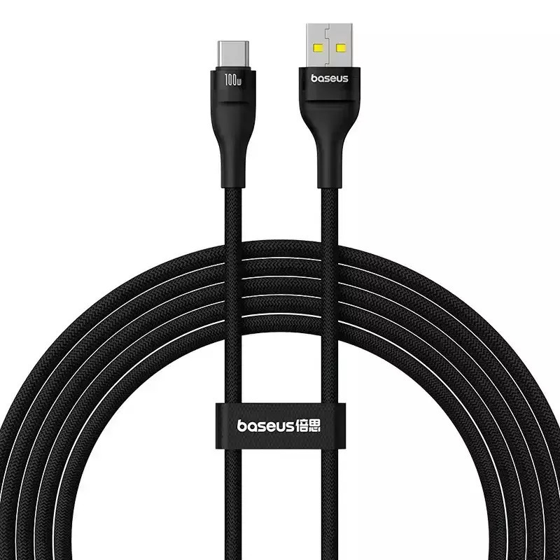 Cablu Baseus Flash 2 USB-C la USB-A 2m 100W Negru