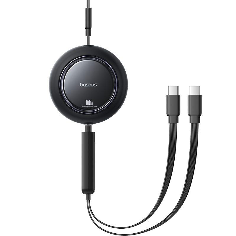 Cablu Baseus Free2Pull Retractabil USB-C la 2x USB-C 1.2m 100W Negru