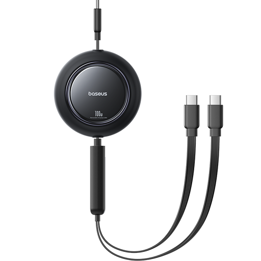 Cablu Baseus Free2Pull Retractabil USB-C la 2x USB-C 1.2m 100W Negru