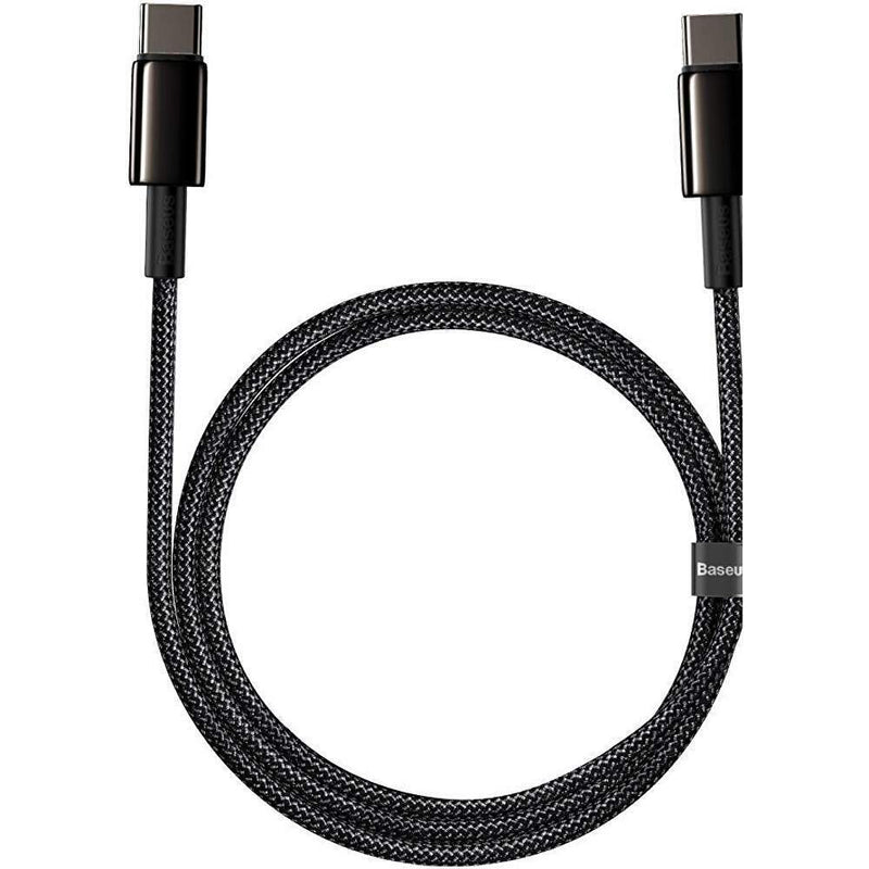 Cablu Baseus Tungsten Gold USB-C la USB-C 1m 100W Negru