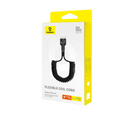 Cablu Fish-eye Spiralat USB-C la USB-C 1m 100W Negru - Baseus