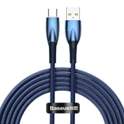 Cablu Baseus Glimmer USB la USB-C 2m 100W Albastru