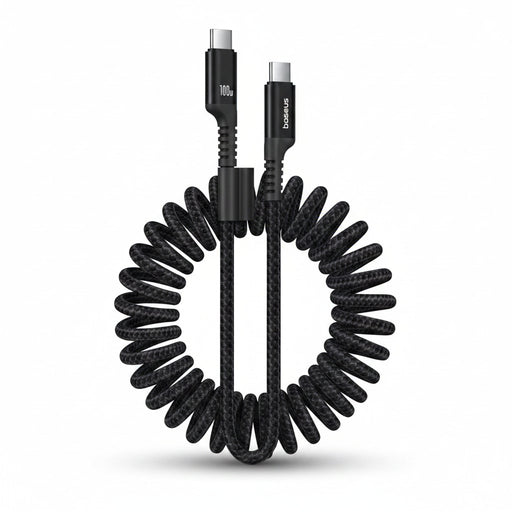 Cablu Baseus Fish-eye Spiralat USB-C la USB-C 1m 100W Negru