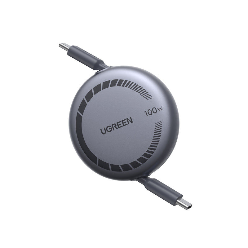 Cablu Ugreen Nexode Retractabil USB-C la USB-C 1m 100W Gri