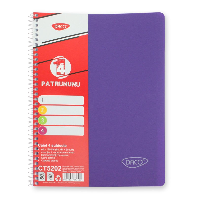 Caiet 4 Subiecte A4 120 File CT5202 Daco, varianta ct5202