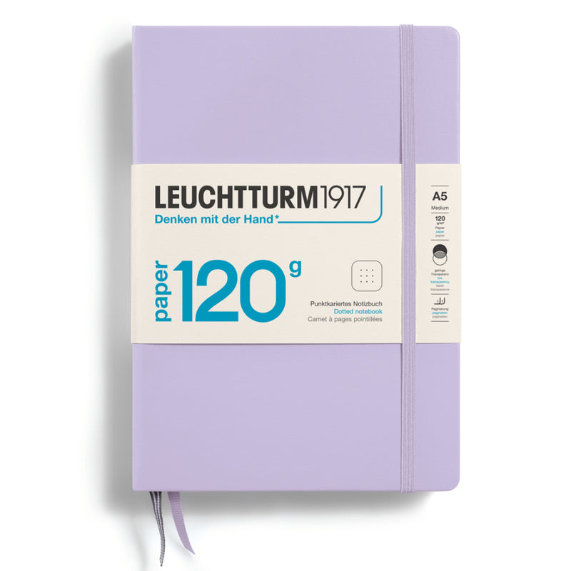 Caiet A5 Punctat 120g Copertă Rigidă 102 File Lila Leuchtturm, copertă rigidă, varianta lila
