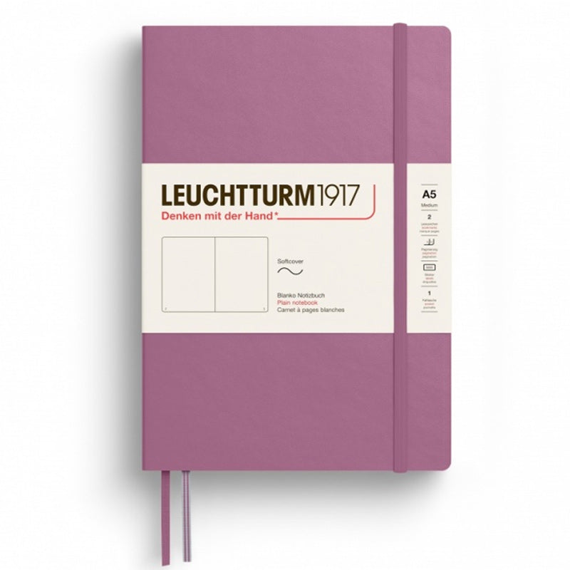 Caiet A5 Velin Copertă Flexibilă 62 File Dusty Rose Leuchtturm, copertă flexibilă, varianta dusty rose